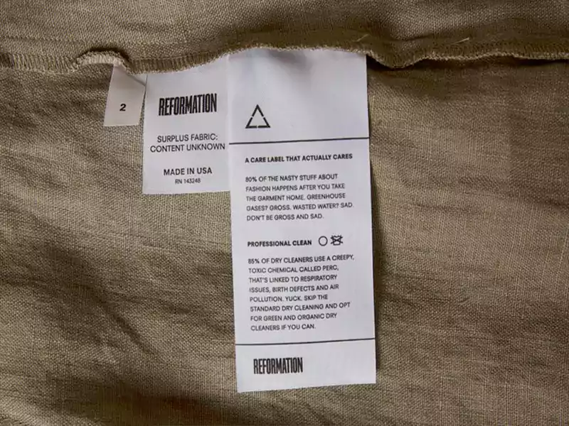 Care label for clothes ..