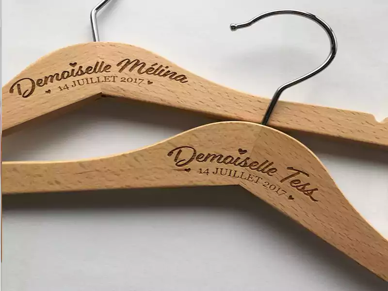 Custom wooden hanger with leaser printing